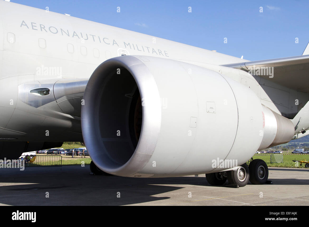 Close-up view of the jet engine on an Italian Air Force KC-767A Tanker ...