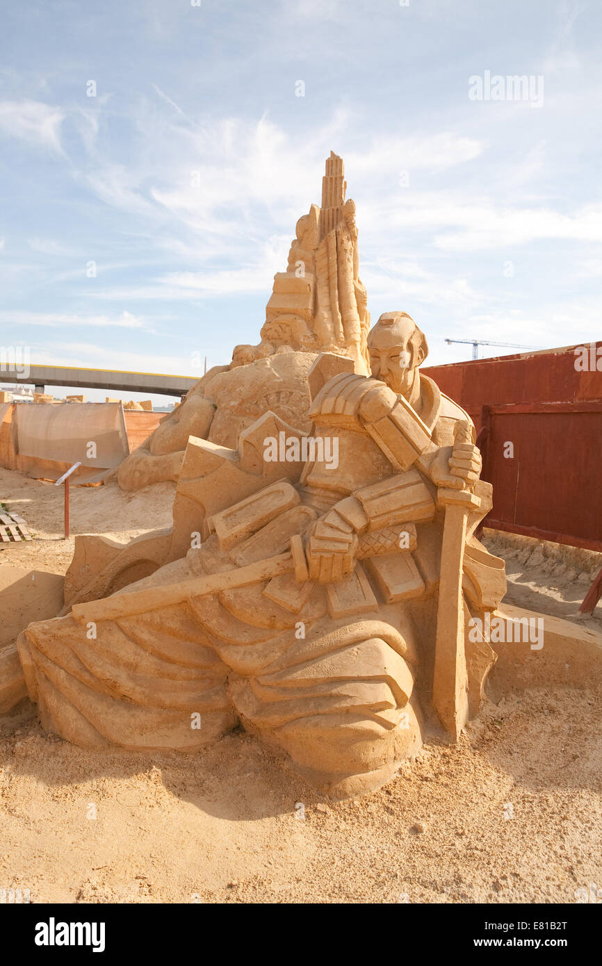 Samurai Warrior from Japan on display at the Sand Sculpture festival in Brighton Stock Photo