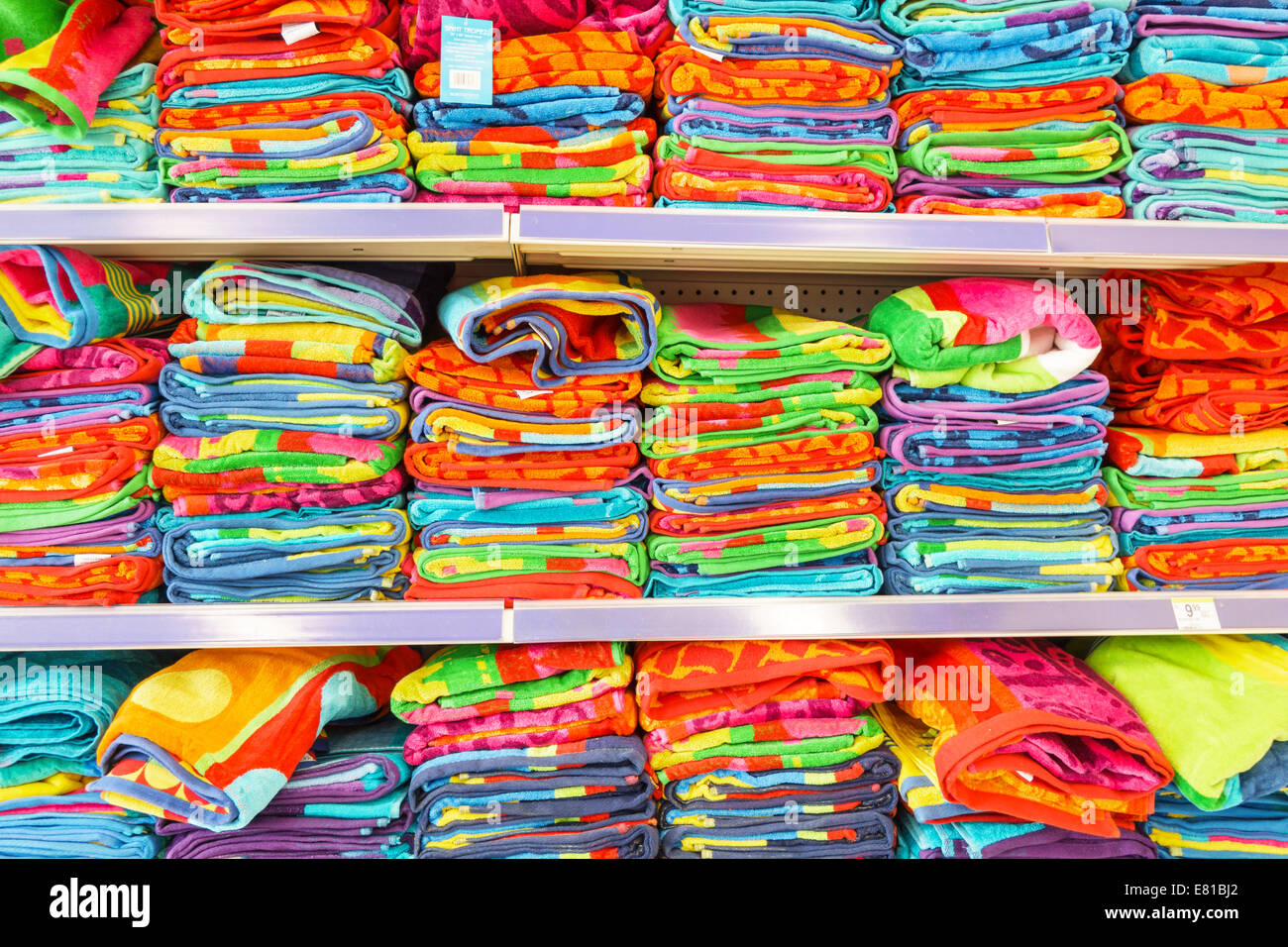 Miami Beach Florida,Walgreens,display sale organized,beach towels,colorful,FL140305018 Stock Photo