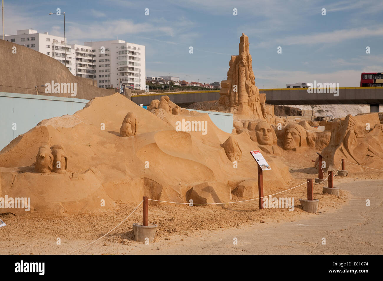 A view across the Sand Sculpture festival in Brighton Stock Photo