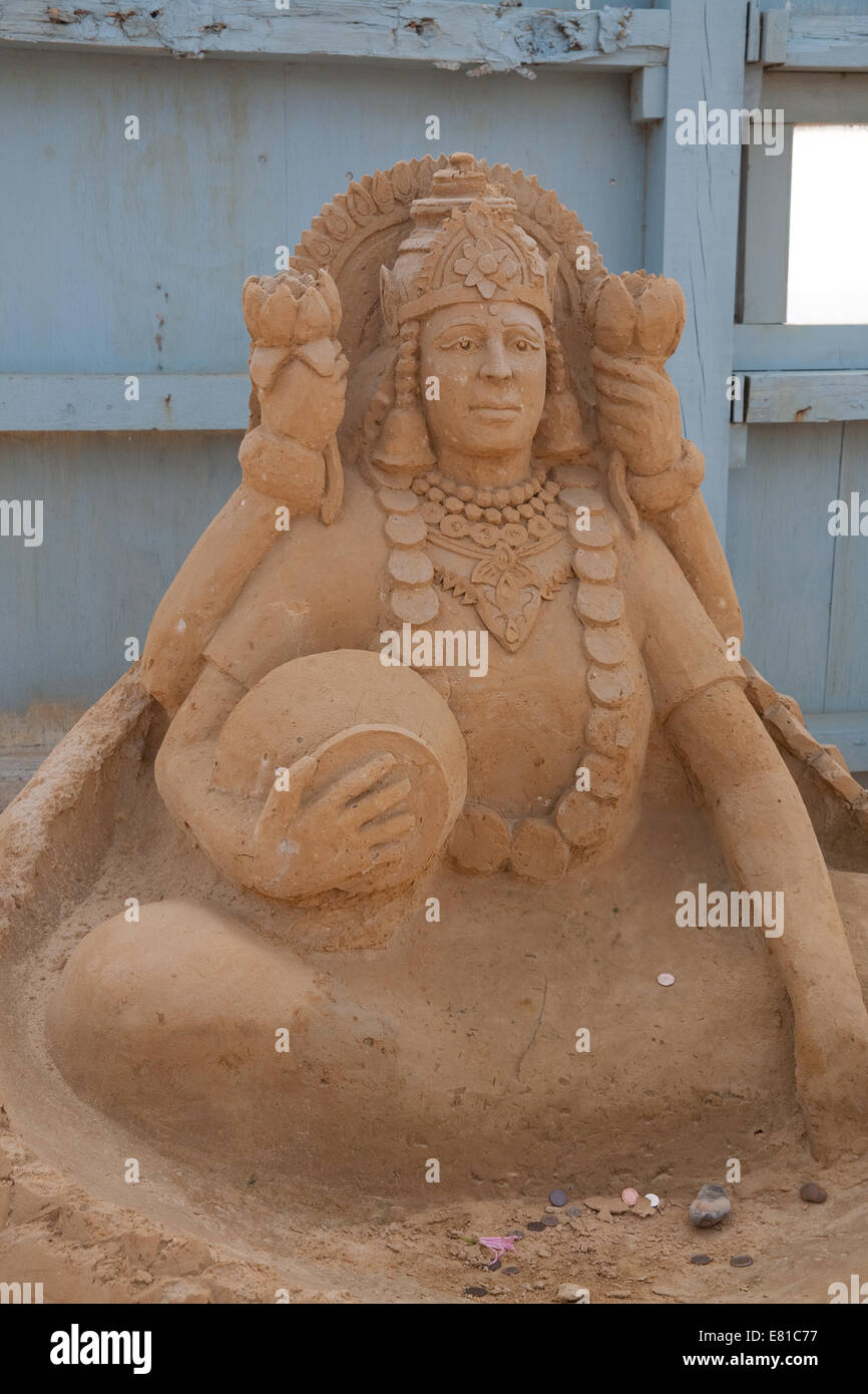 Lakshmi from India on display at the Sand Sculpture festival in Brighton Stock Photo