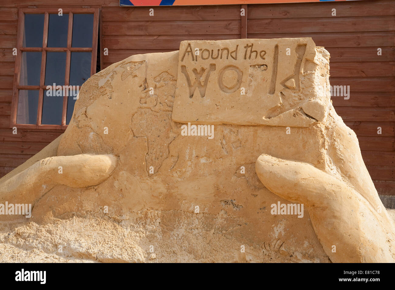 Around the world is this years theme at the Sand Sculpture festival in Brighton Stock Photo