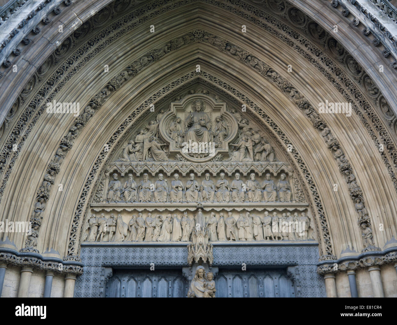 Detail above door, Westminster Abbey, London, UK Stock Photo