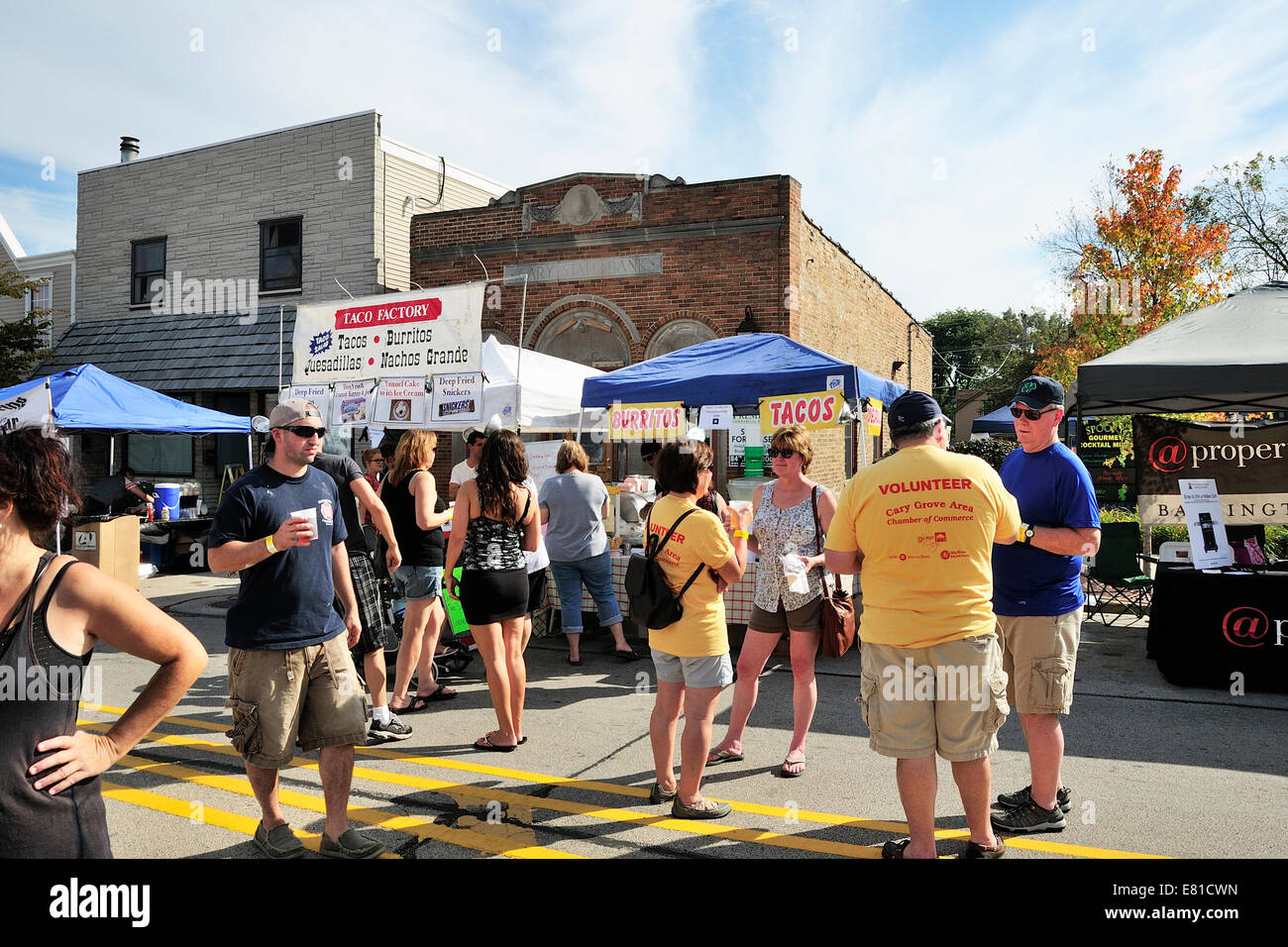 Small town American Autumn Street Festival / Cary, Illinois Stock Photo