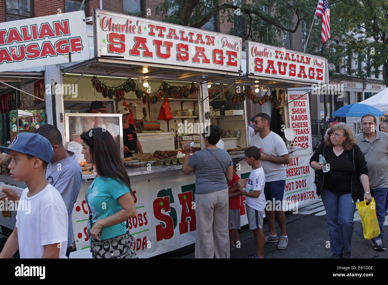 View of Italian food vendor on Atlantic Antic Street Fair in Brooklyn