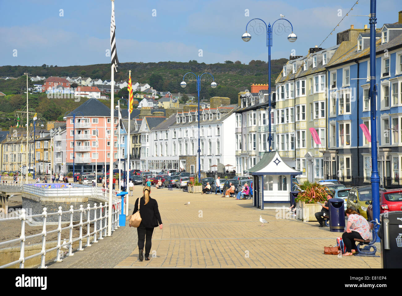 Beach promenade, Aberystwyth, Ceredigion, Wales, United Kingdom Stock Photo