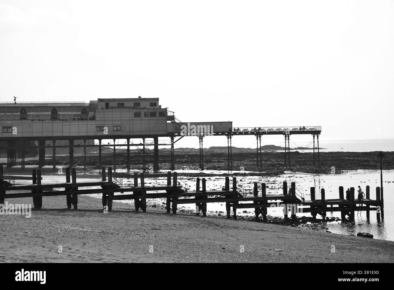 Beach and pier, Aberystwyth, Ceredigion, Wales, United Kingdom Stock Photo