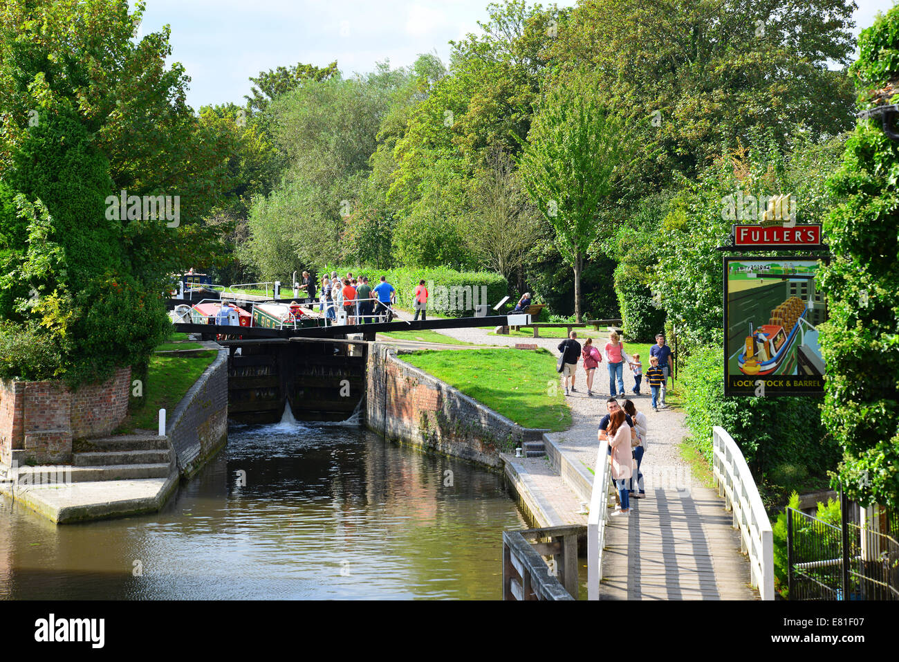 Newbury Lock on Kennet & Avon Canal, Newbury, Berkshire, England, United Kingdom Stock Photo
