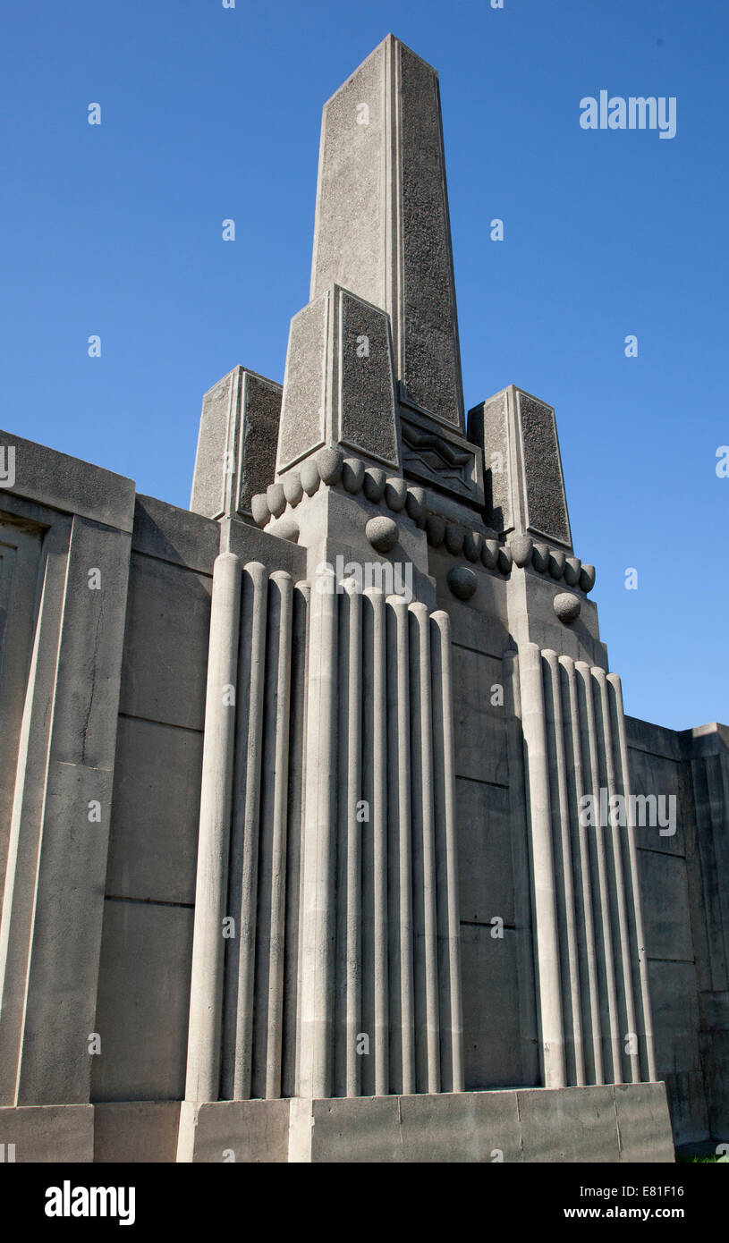 Detail of Art Deco design of Edwards Field at the Univ. of Calif. at Berkeley, 2014. Stock Photo