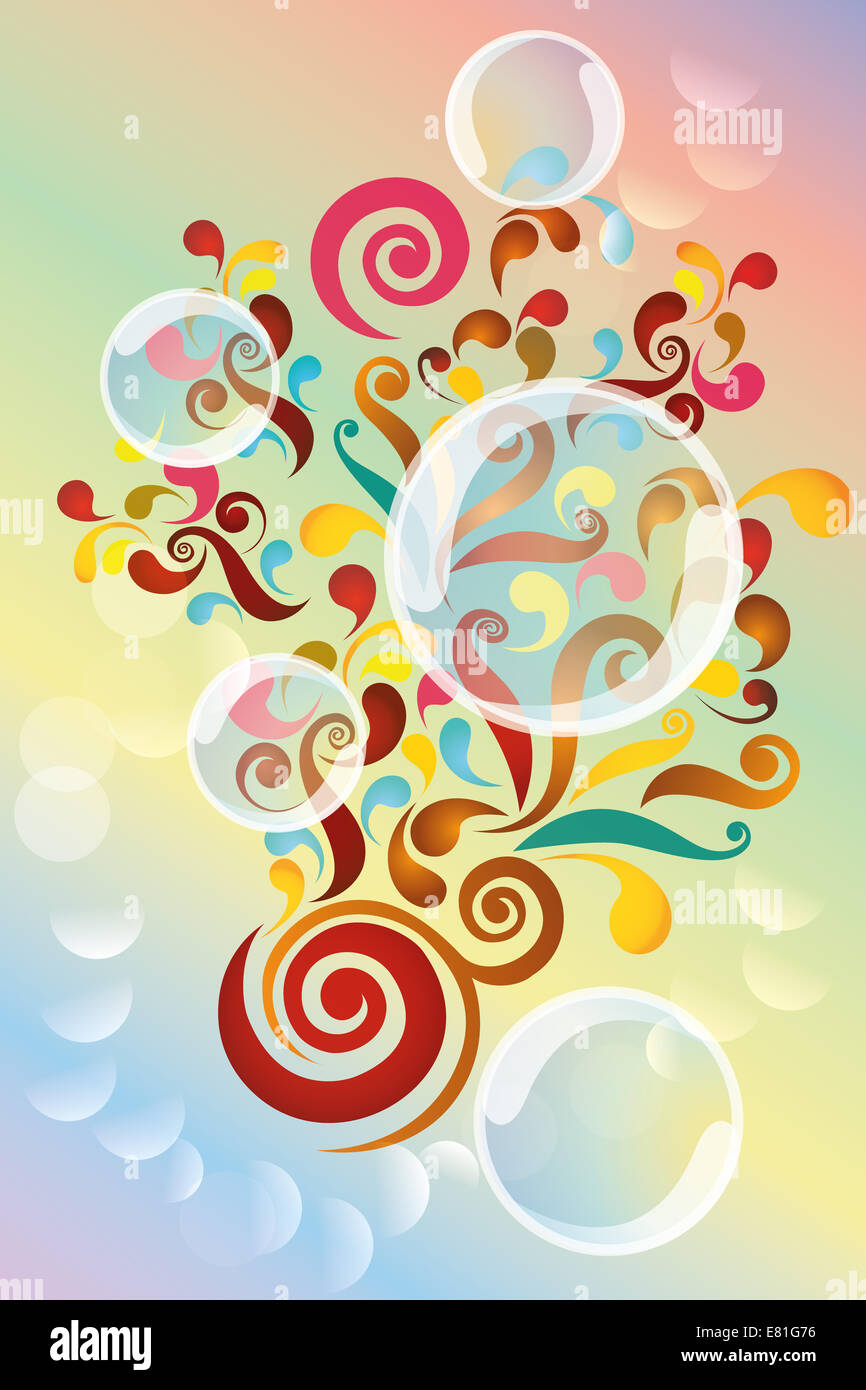 Explosion of colors - illustration of colorful shapes and bubbles Stock ...