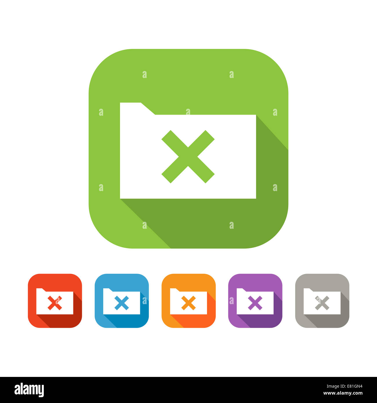 Color set of flat folder with cross Stock Photo