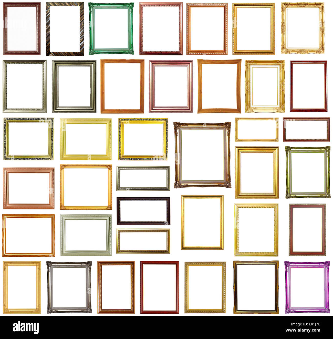 Set of vintage and wood frame isolated on white background Stock Photo ...