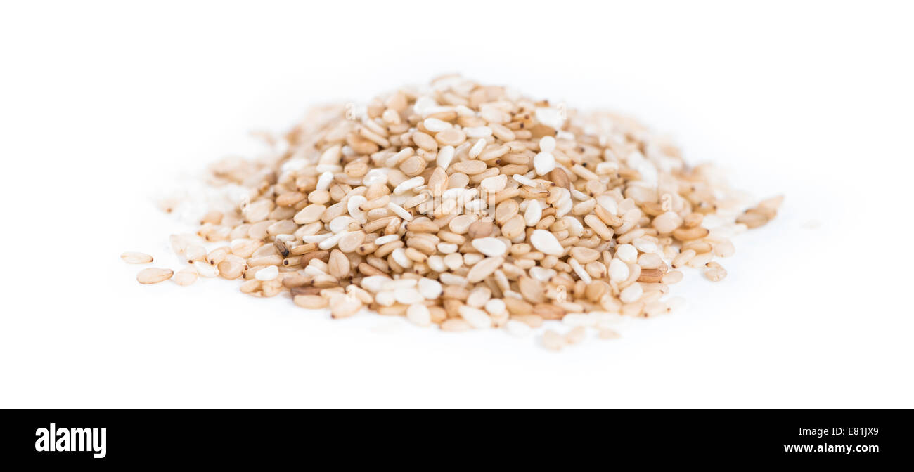 Small heap of Sesame isolated on pure white background Stock Photo