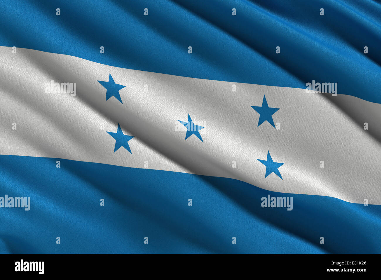 Flag of Honduras waving in the wind Stock Photo