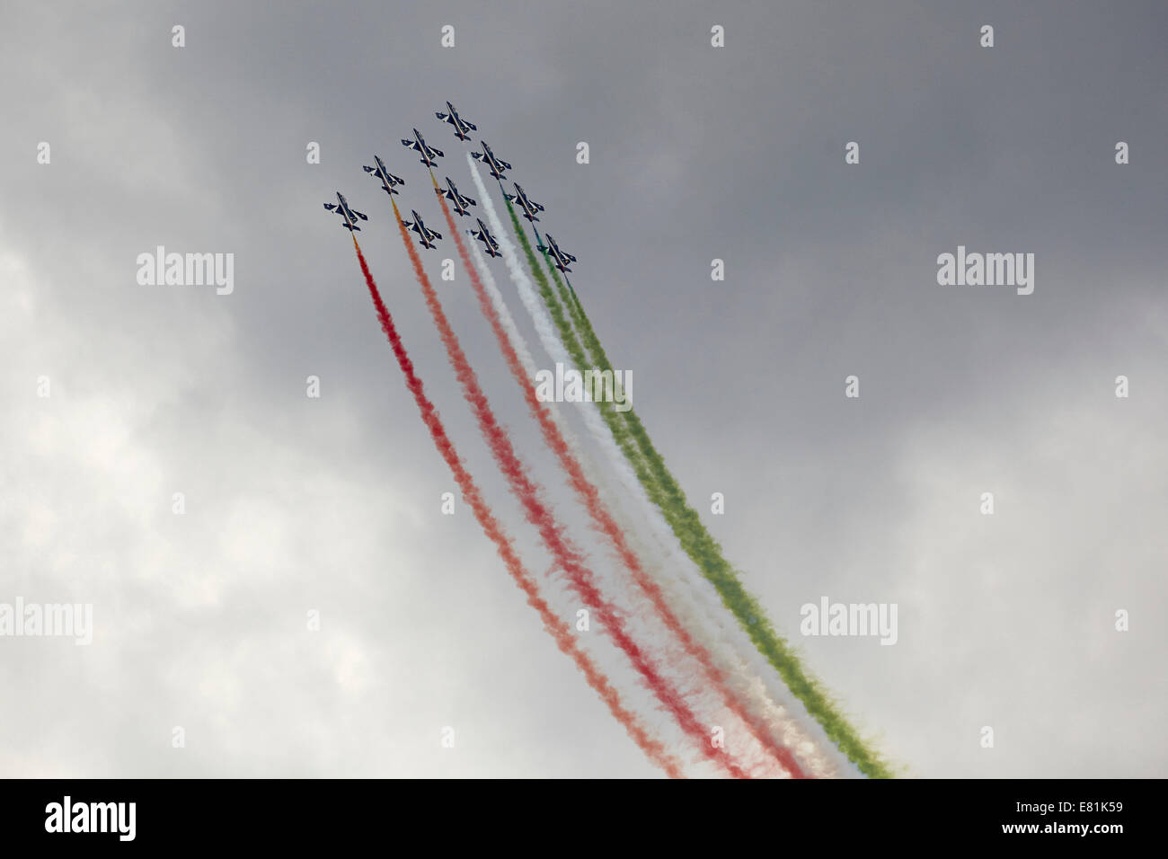 Frecce Tricolori, aerobatic demonstration team, airshow Airpower 2013, Zeltweg, Styria, Austria Stock Photo