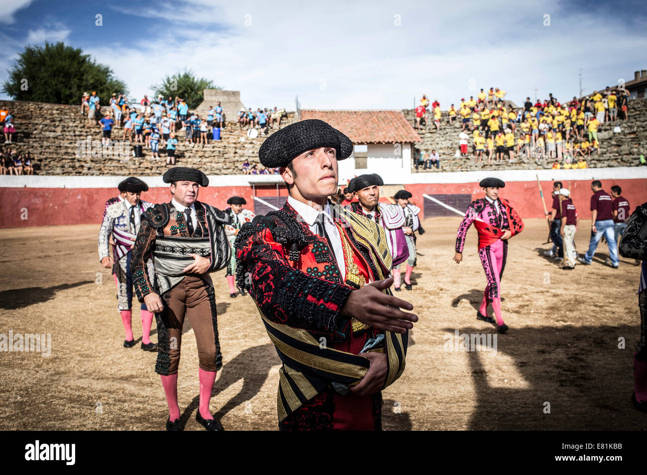 Matadors before a bullfight, Barco de Ávila, Avila, Castile and León, Spain Stock Photo