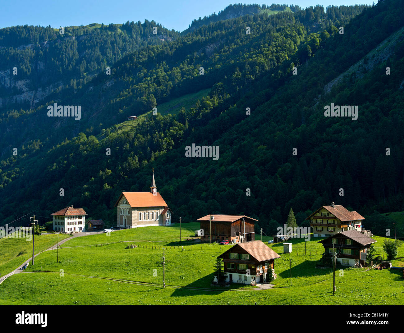 Village of Dürrenboden-Bisisthal, Canton of Schwyz, Switzerland Stock Photo
