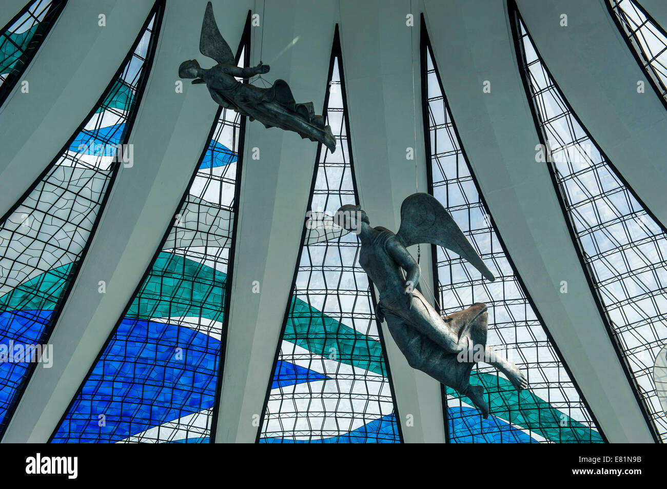 Stained glass in the Metropolitan Cathedral of Brasília, Brasília, Brazil Stock Photo
