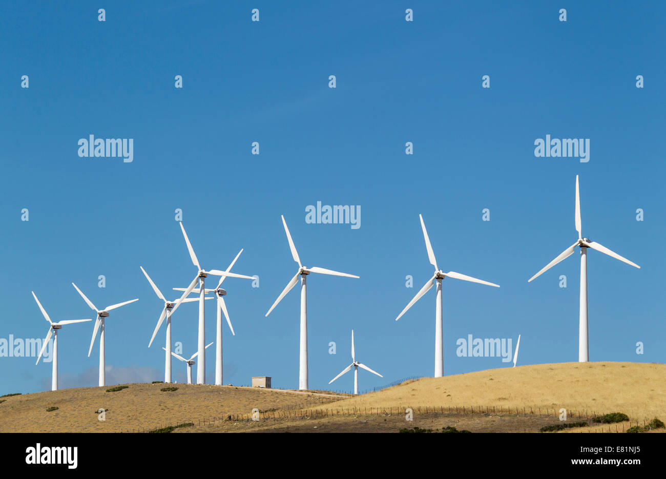 Windmills on a wind farm near Zahara de los Atunes, Cádiz province, Andalucía, Spain Stock Photo