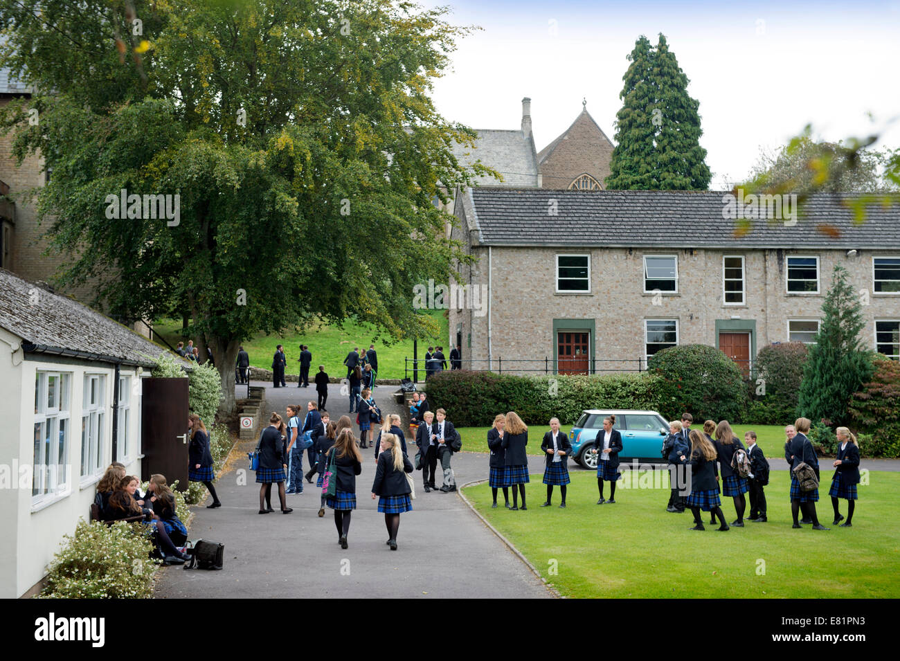 Pupils at King's School in the Somerset village of Bruton UK Stock