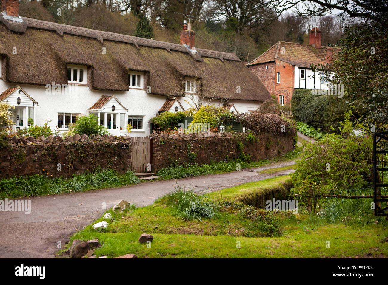 UK, England, Somerset, Holford, thatched weavers cottages