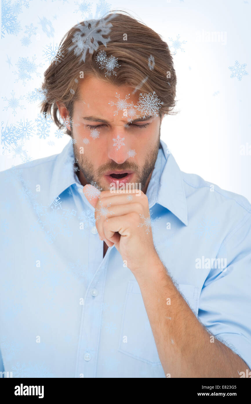 Tanned man having a coughing fit Stock Photo Alamy