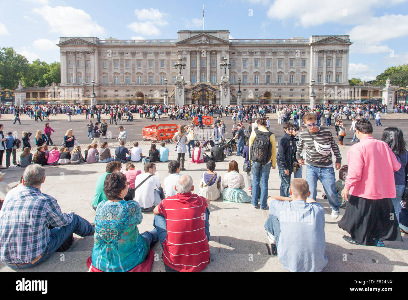 Buckingham Palace with people Stock Photo