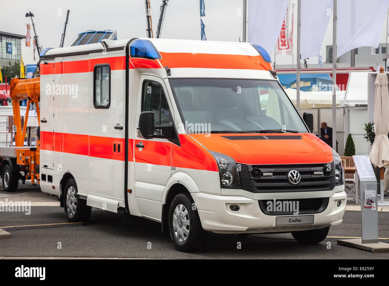 VW Crafter Ambulance Van at the 65th IAA Commercial Vehicles fair 2014 in Hannover, Germany Stock Photo