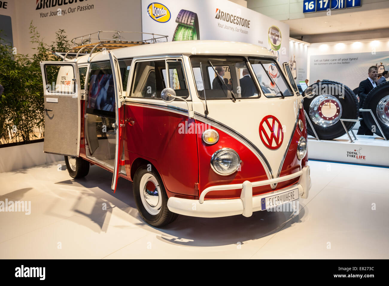 Historic VW T1 Van at the 65th IAA Commercial Vehicles fair 2014 in Hannover, Germany Stock Photo