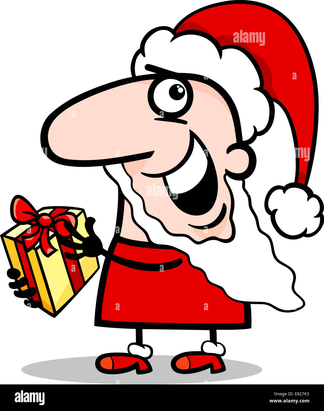 Cartoon Illustration of Funny Santa Claus Character with Christmas ...