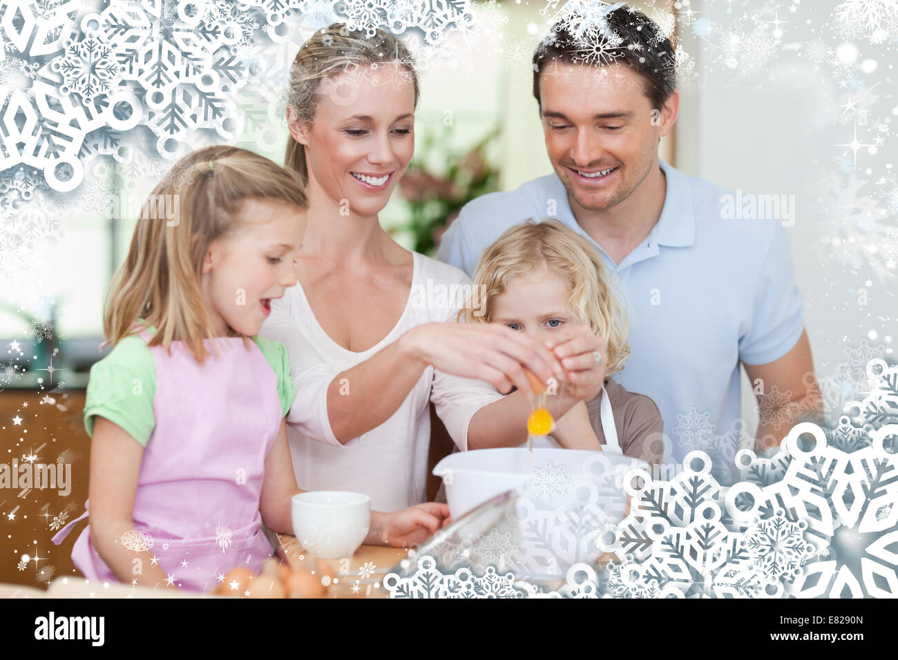 Composite image of family making dough Stock Photo
