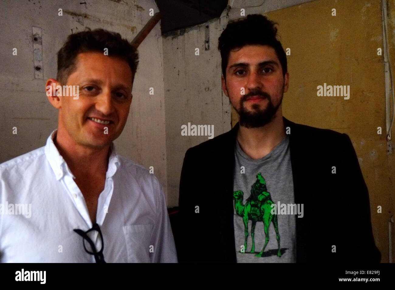 Amir Taaki and Alex Winter, creator of Dark wallet is filmed by Alex Winter  for upcoming movie Deep Web: The Untold Story of Bitcoin and The Silk Road  Stock Photo - Alamy
