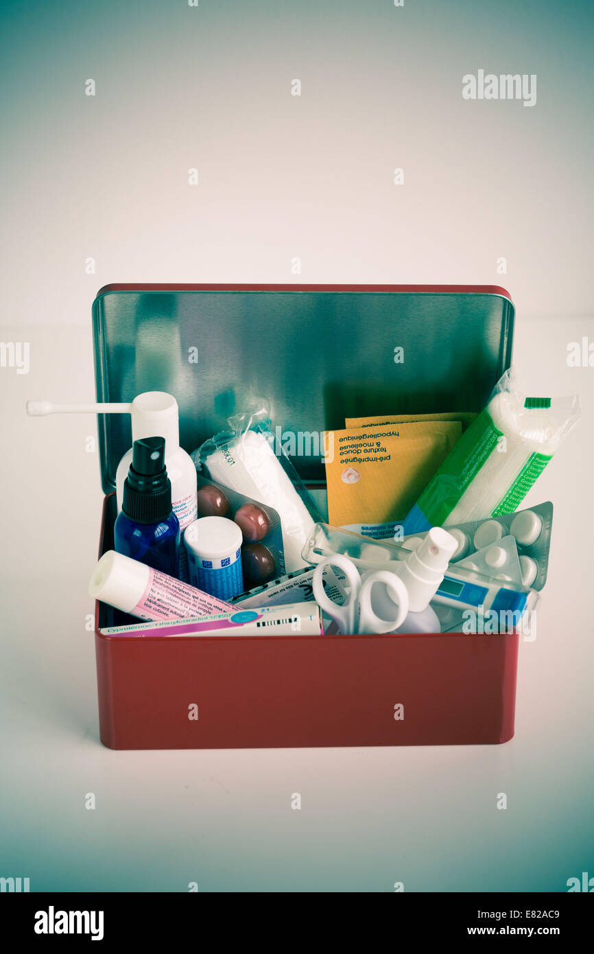 Clear first aid kit. Stock Photo