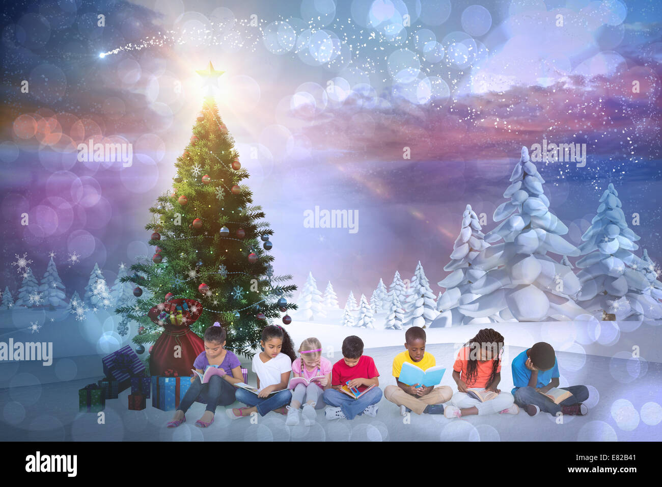 Composite image of cute children smiling at camera Stock Photo - Alamy