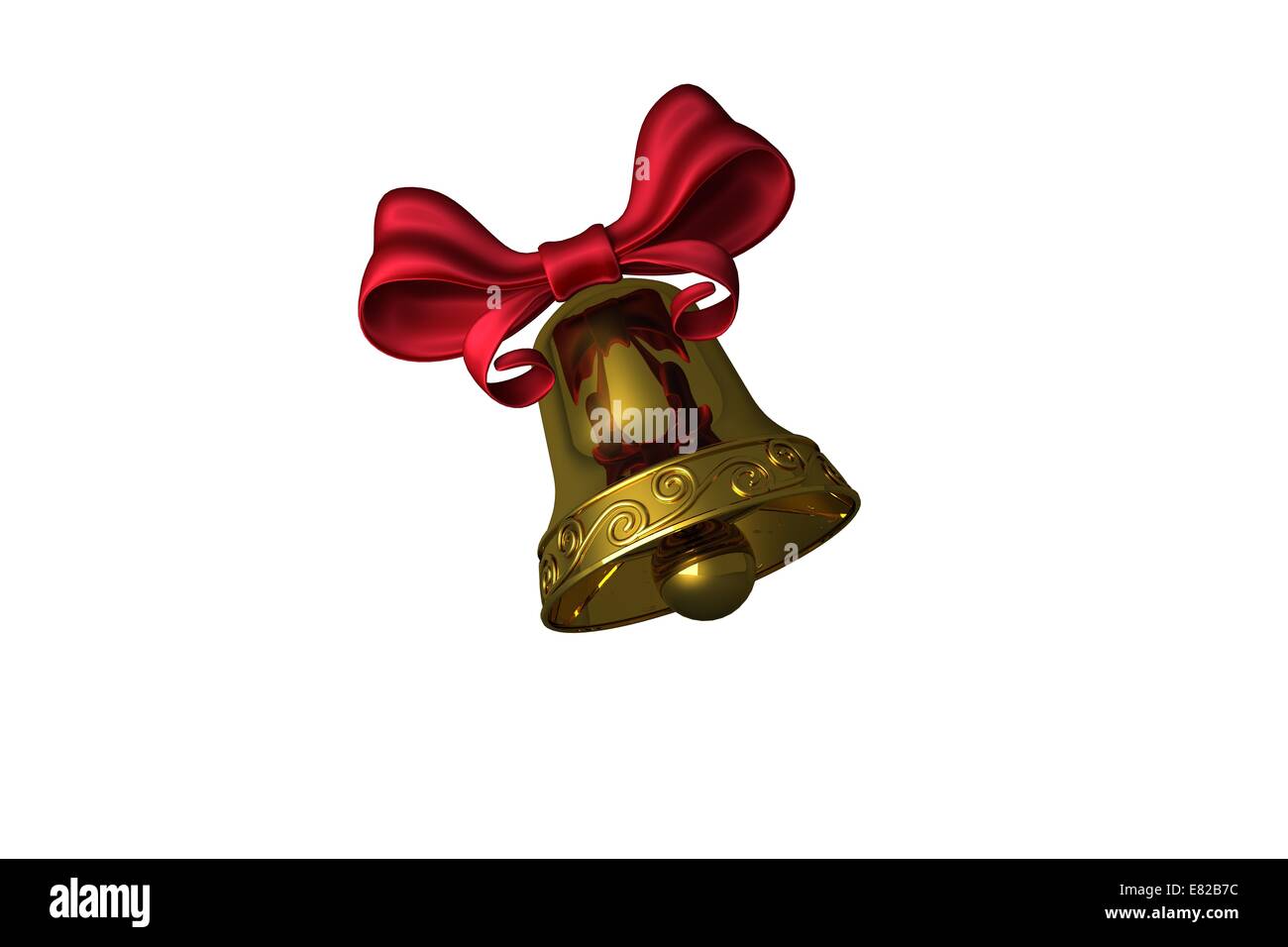 Golden bell with red ribbon Stock Photo Alamy