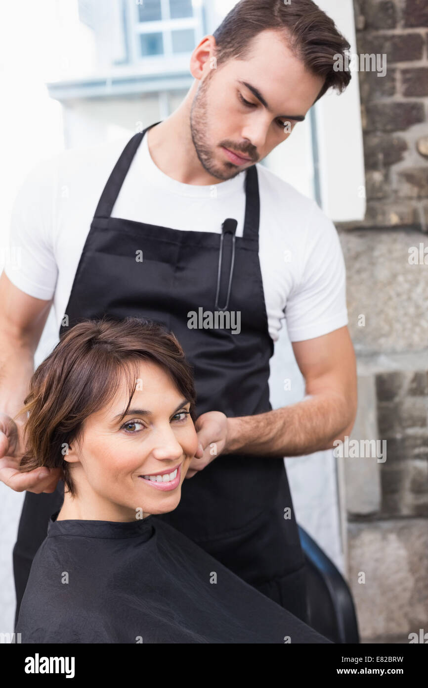 Pretty at her hair appointment Stock Photo Alamy