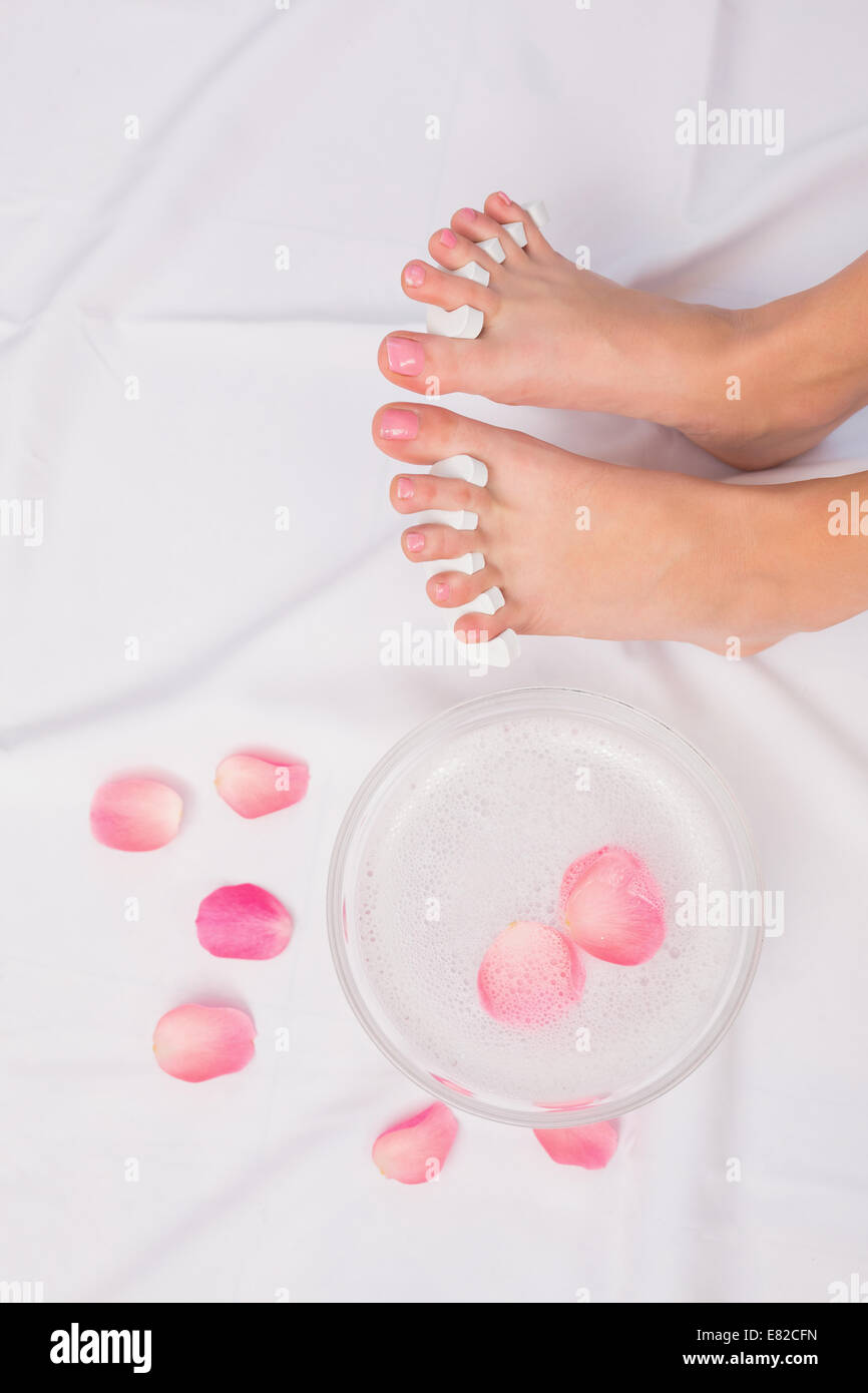 Womans feet after a pedicure Stock Photo Alamy
