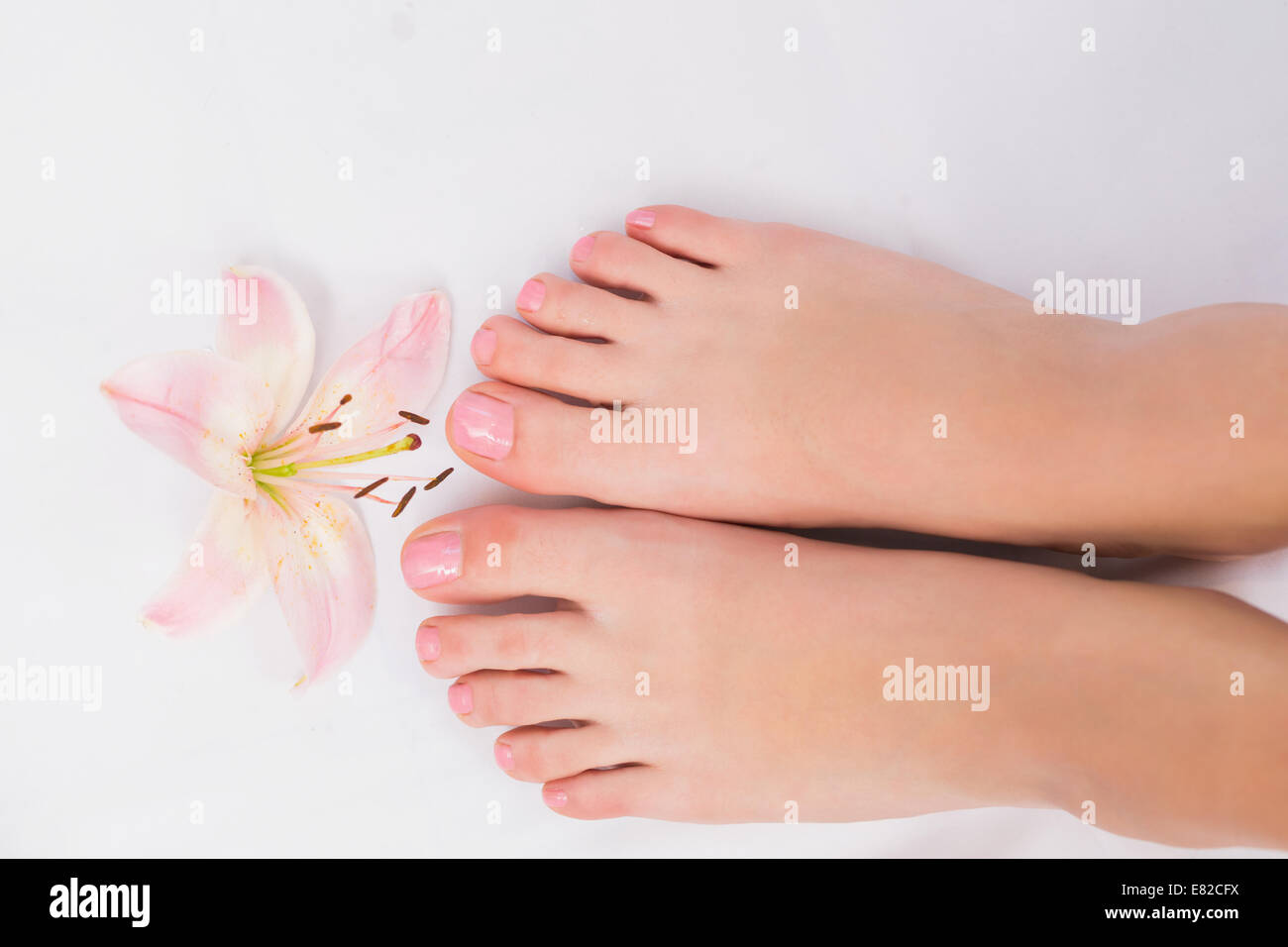 Womans feet after a pedicure Stock Photo Alamy