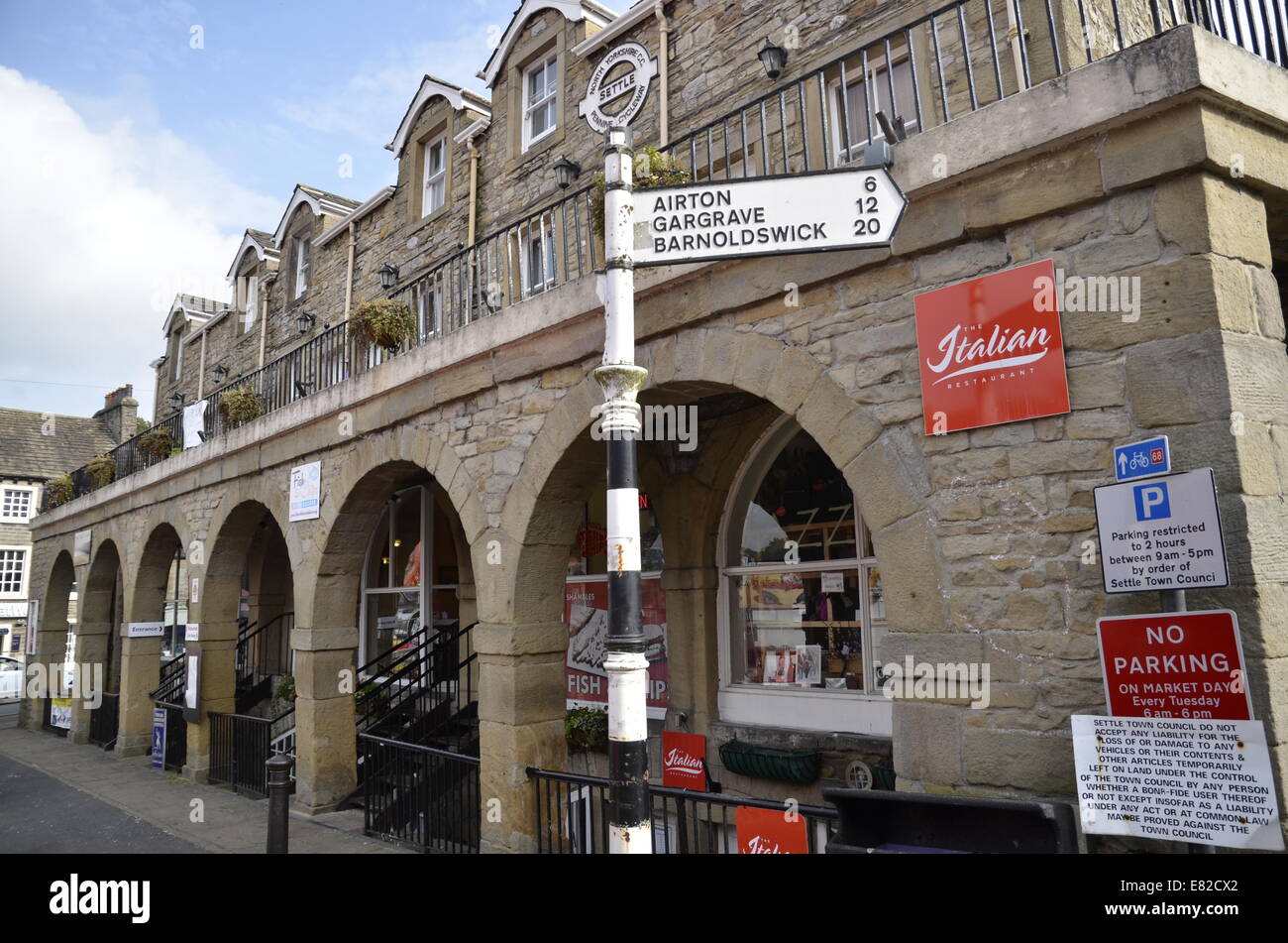 The Market Square in Settle, Yorkshire Stock Photo