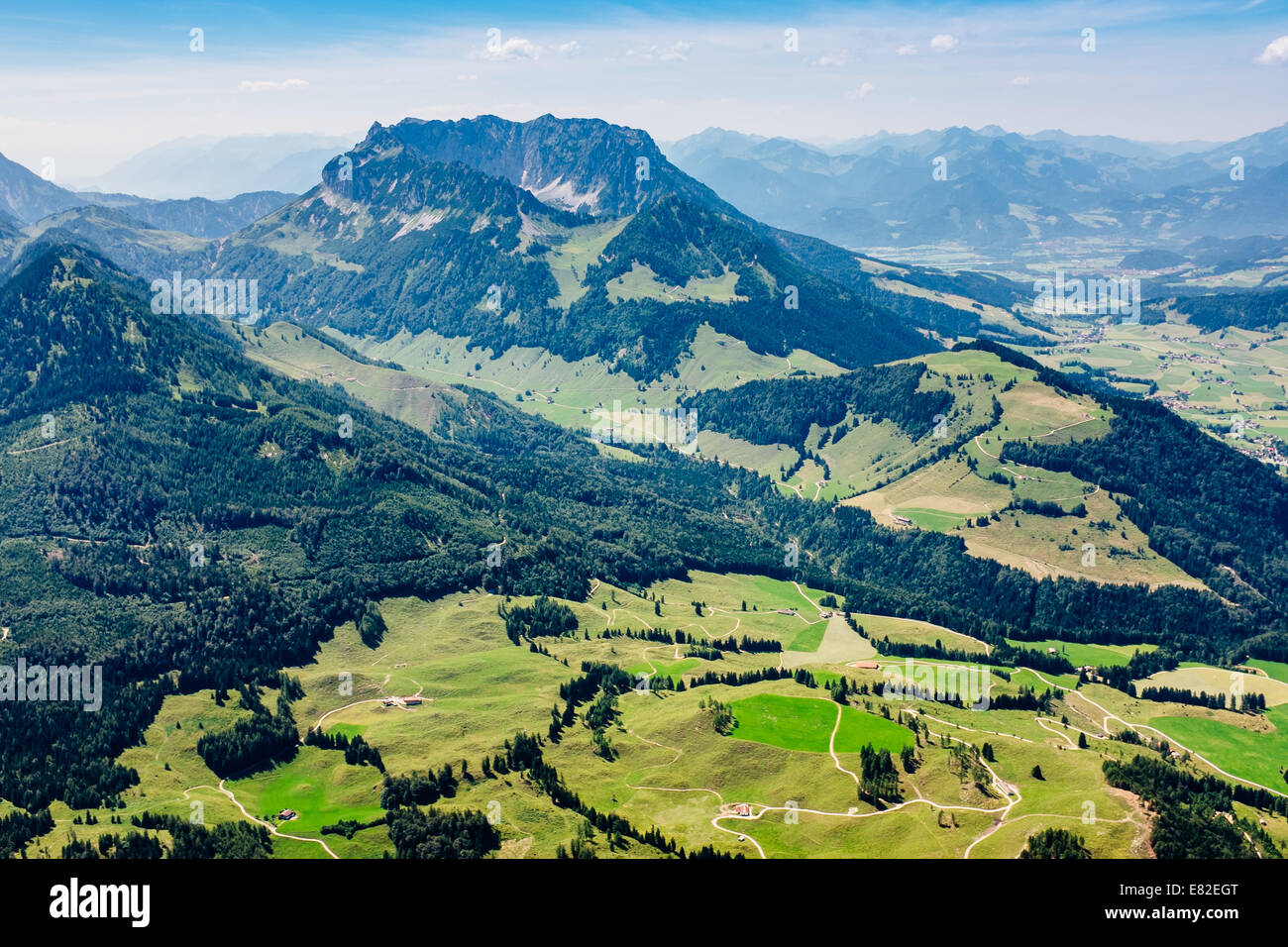 Zahmer Kaiser aerial shot, Tyrol, Austria Stock Photo