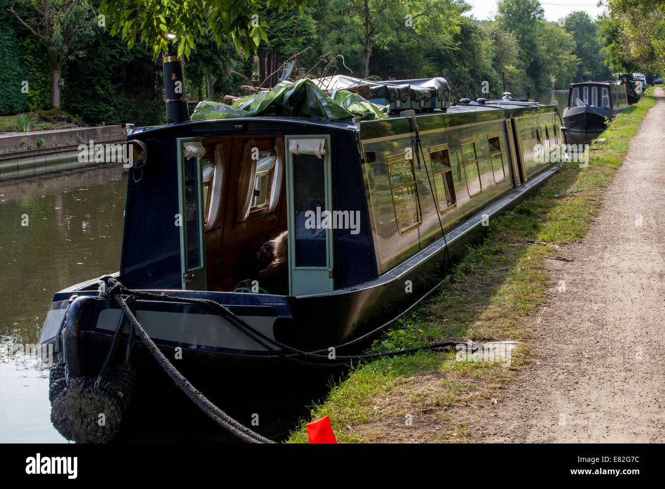 Narrowboat on the Grand Union Canal Stock Photo