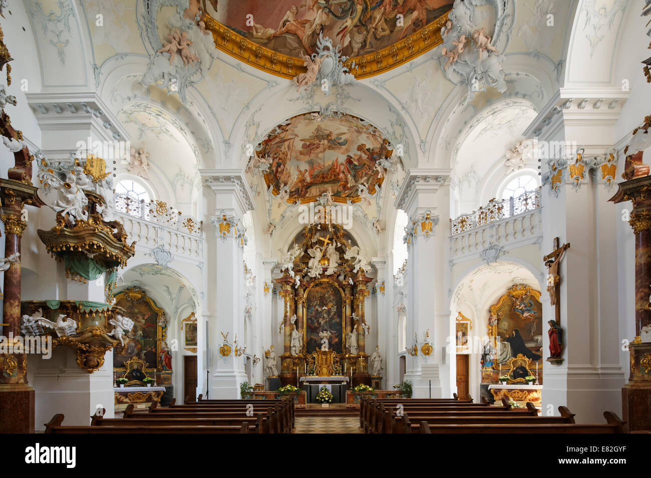 Germany, Bavaria, Upper Bavaria, Rott am Inn, Church St ...