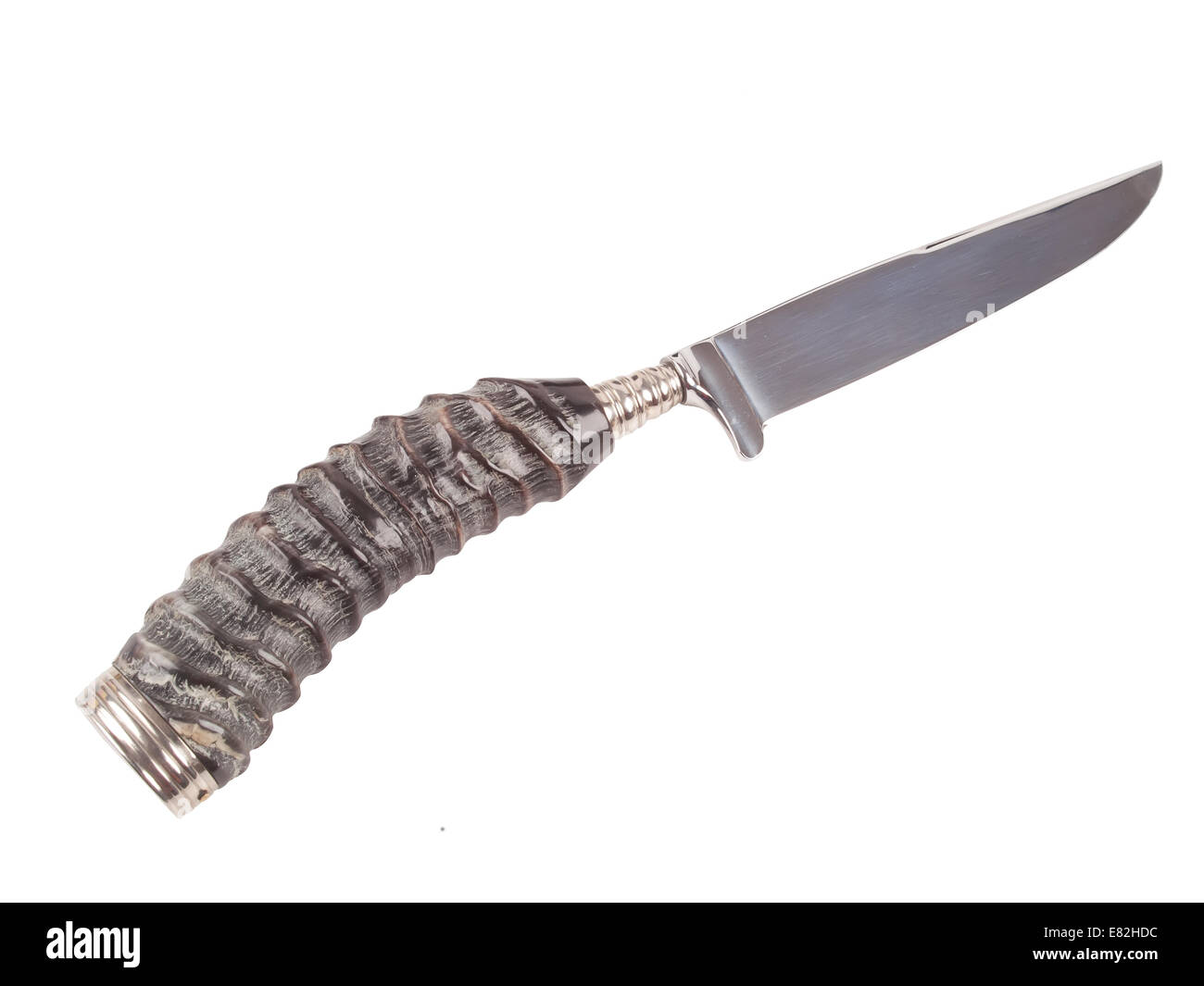 horn handle on knife, isolated on white background Stock Photo