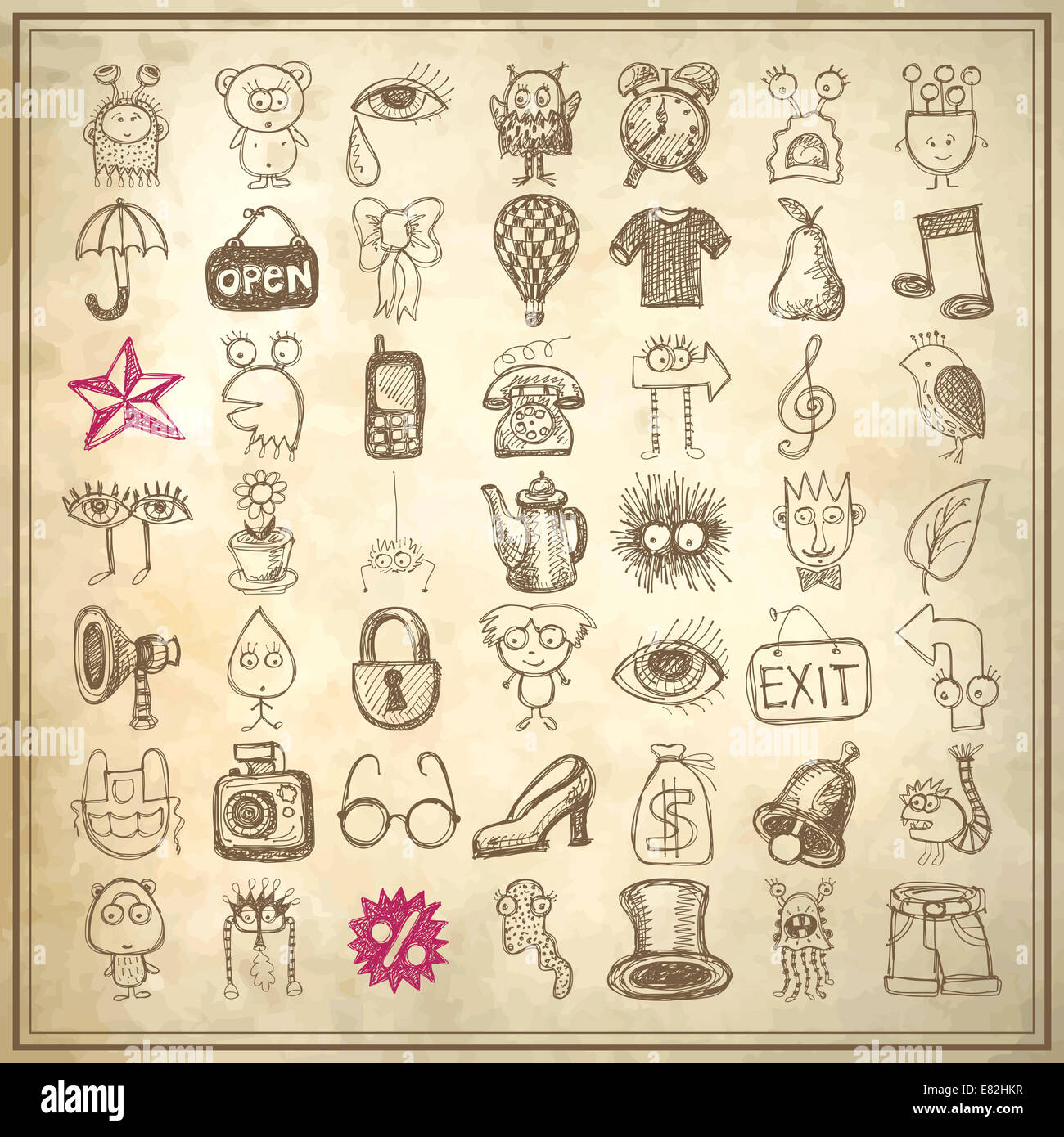 49 hand drawing doodle icon set Stock Photo - Alamy