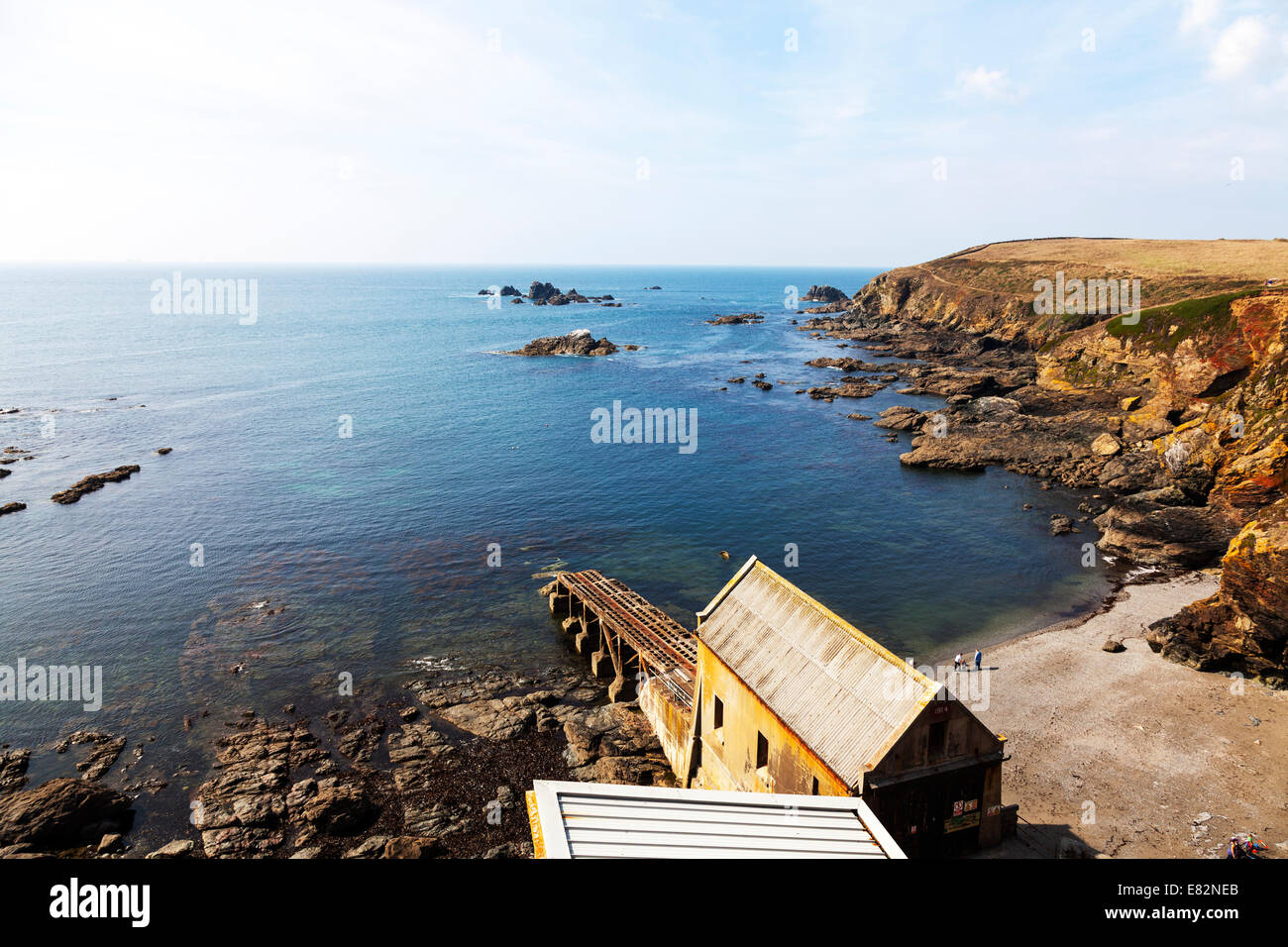Lizard Head Point Cornwall Cornish west country typical dramatic coast coastline boat slipway