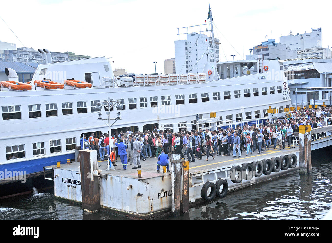 passengers embarking on ferry for Niteroi, Rio de Janeiro, Brazil Stock