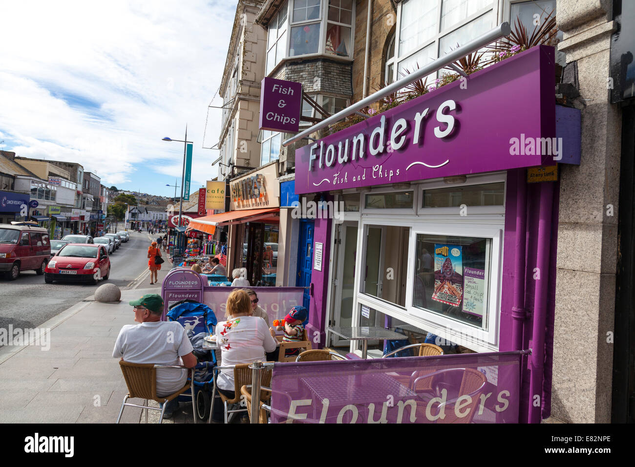 Fish and chip chips shop Newquay town centre Cornwall Cornish west