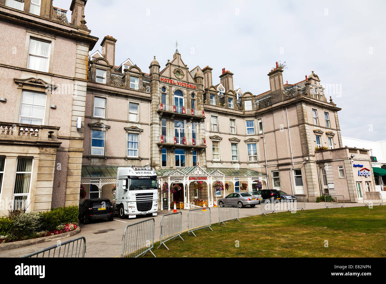 Hotel Victoria Newquay Cornwall building exterior facade front outside entrance Cornish west country Stock Photo