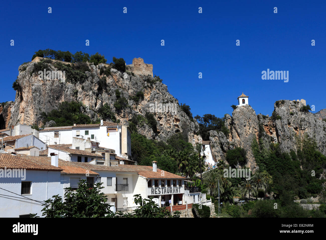 View over Guadalest medival village, Sierrade Aitana mountains, Costa Blanca, Spain, Europe Stock Photo