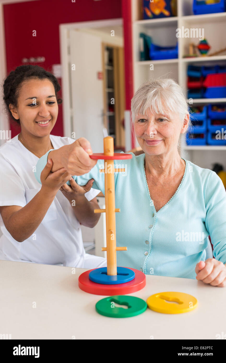 Functional rehabilitation, occupational therapy session Department of Physical Medicine and Rehabilitation, Limoges hospital, Fr Stock Photo